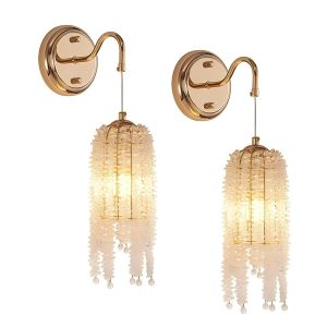 Modern gold crystal wall sconce light for bedroom hallway and vanity lighting