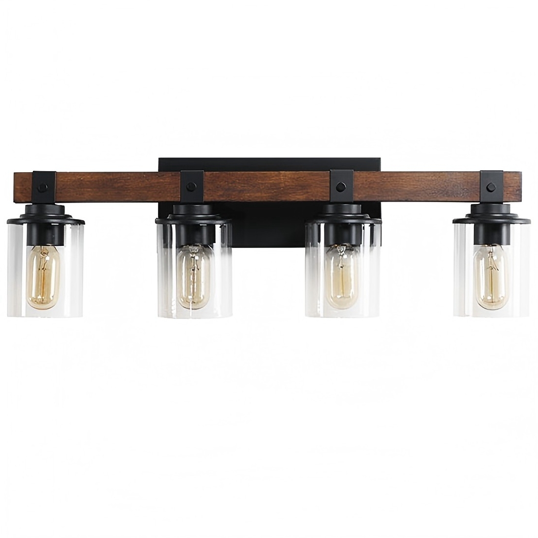 Modern black 4-light linear glass pendant light for kitchen island and dining room