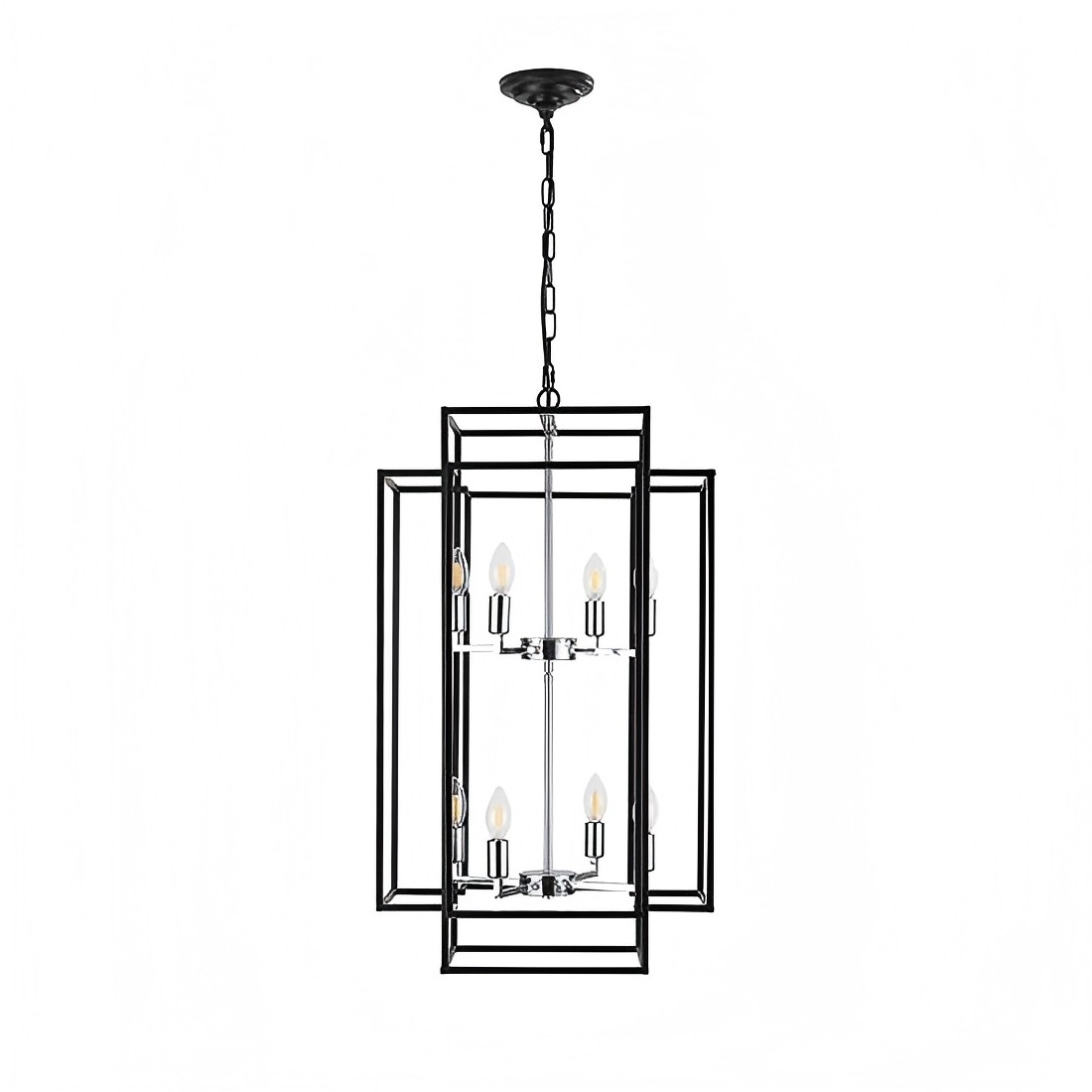 Vintage black metal glass lantern pendant light with clear glass shade for indoor home decoration