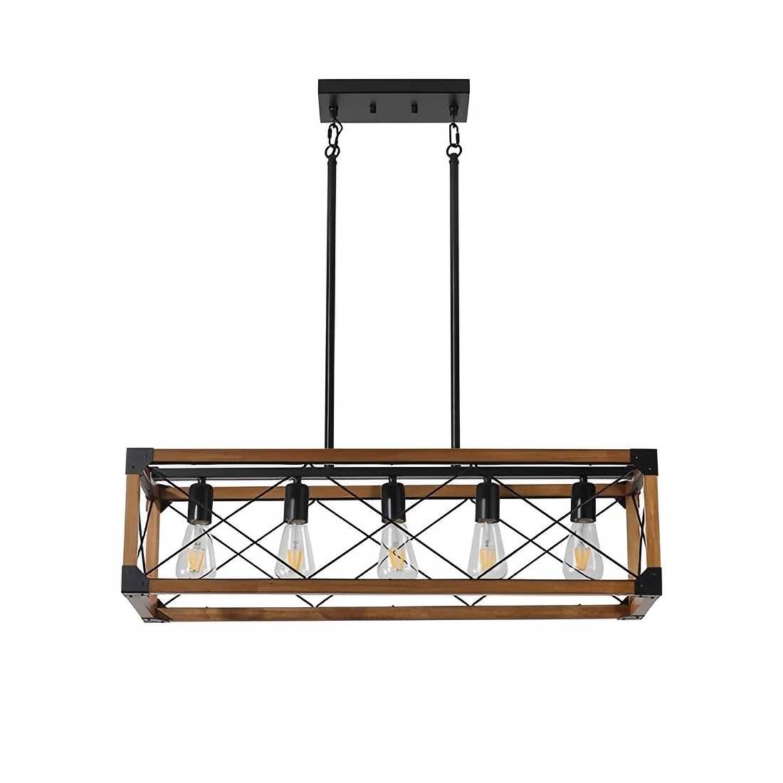 Black gold rectangular linear pendant light for kitchen island and dining room