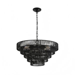Farmhouse black chandelier pendant light for dining room and kitchen island