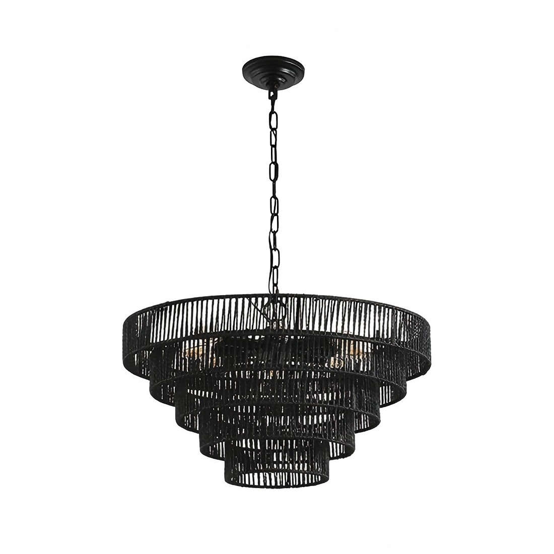 No.34 black woven pendant light industrial hanging ceiling lamp for dining room restaurant and cafe